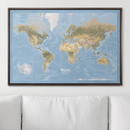 Push Pin World Map: Natural Earth (Pins Included)