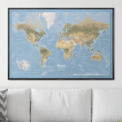 Push Pin World Map: Natural Earth (Pins Included)