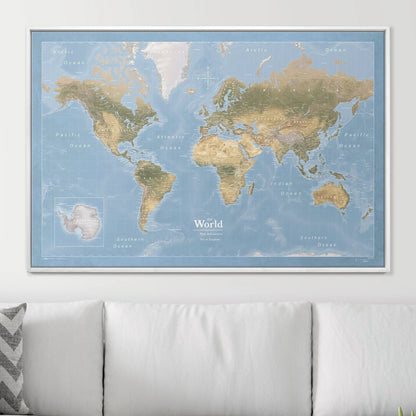 Push Pin World Map: Natural Earth (Pins Included)