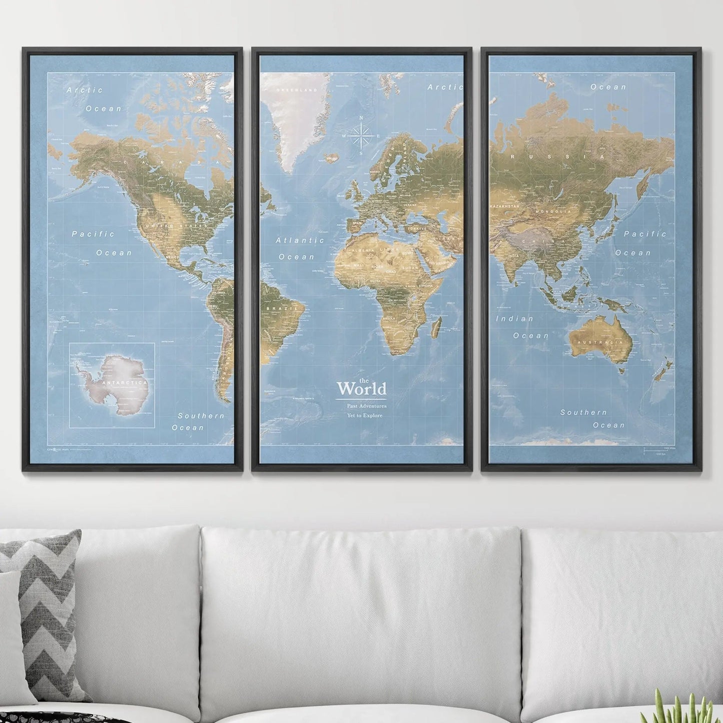 Push Pin World Map: Natural Earth (Pins Included)