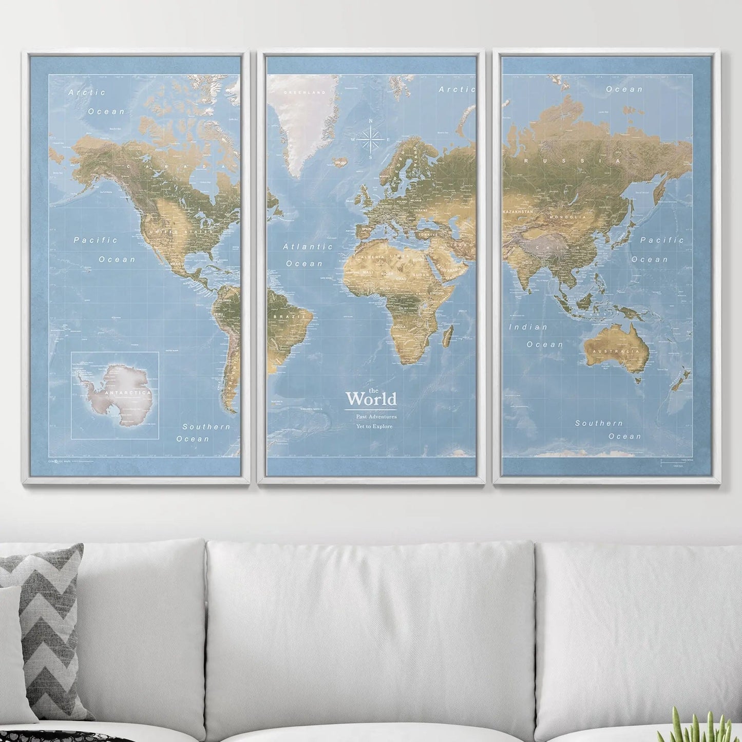 Push Pin World Map: Natural Earth (Pins Included)