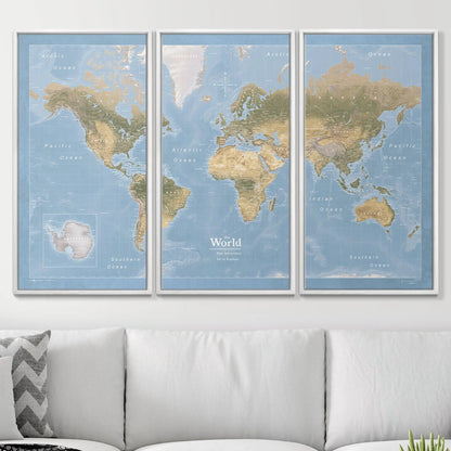 Push Pin World Map: Natural Earth (Pins Included)