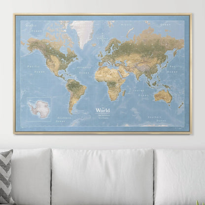 Push Pin World Map: Natural Earth (Pins Included)