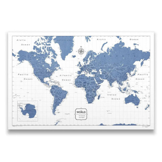 Push Pin World Map: Navy (Pins Included)