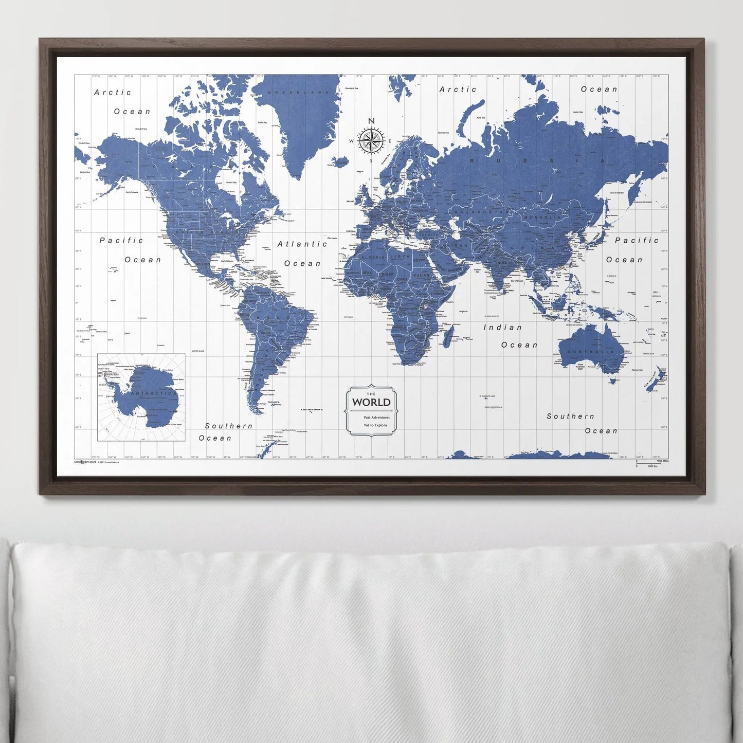 Push Pin World Map: Navy (Pins Included)