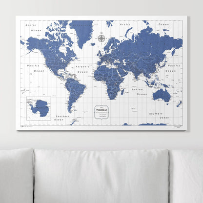 Push Pin World Map: Navy (Pins Included)