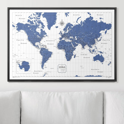 Push Pin World Map: Navy (Pins Included)