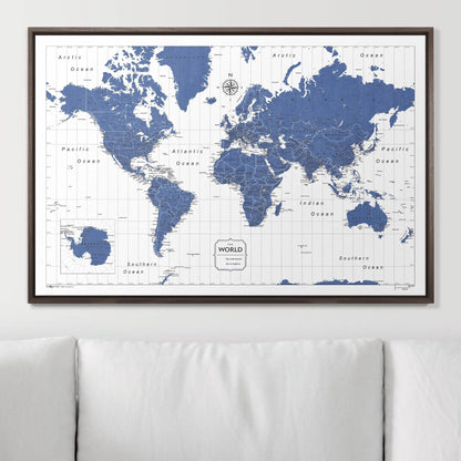 Push Pin World Map: Navy (Pins Included)