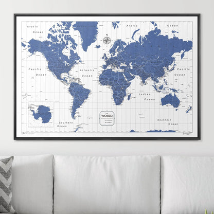 Push Pin World Map: Navy (Pins Included)