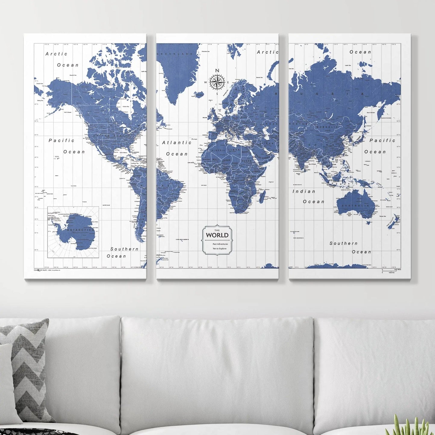 Push Pin World Map: Navy (Pins Included)