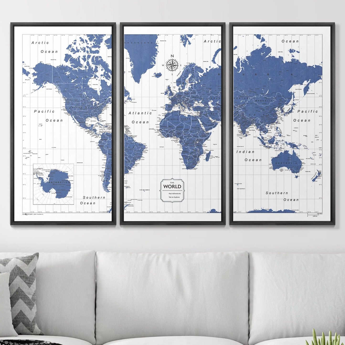 Push Pin World Map: Navy (Pins Included)