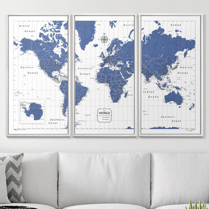 Push Pin World Map: Navy (Pins Included)