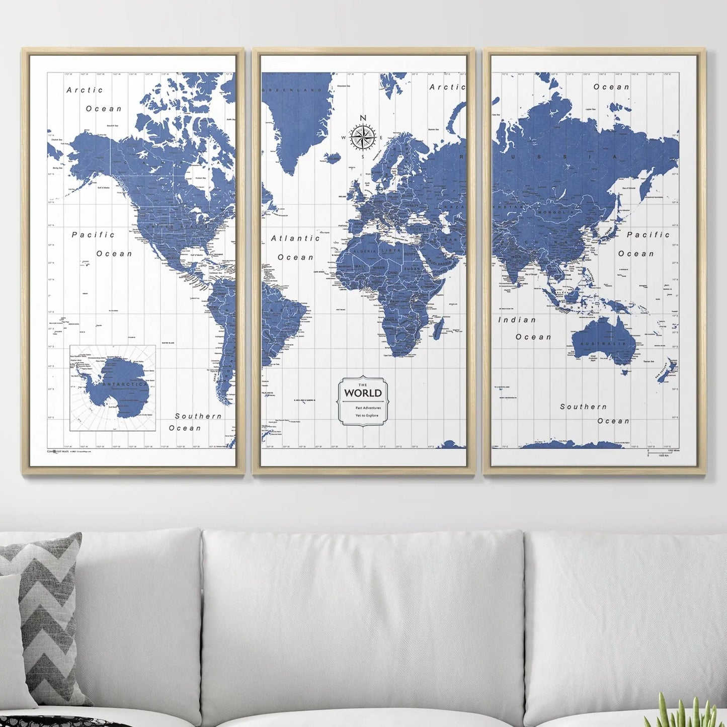 Push Pin World Map: Navy (Pins Included)