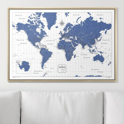 Push Pin World Map: Navy (Pins Included)