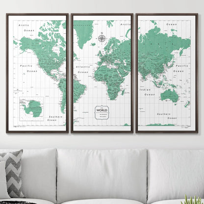 Push Pin World Map: Green (Pins Included)