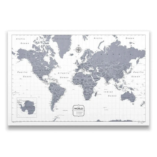 Push Pin World Map: Dark Gray (Pins Included)