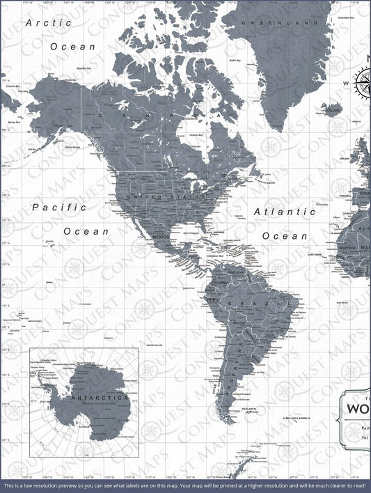 Push Pin World Map: Dark Gray (Pins Included)