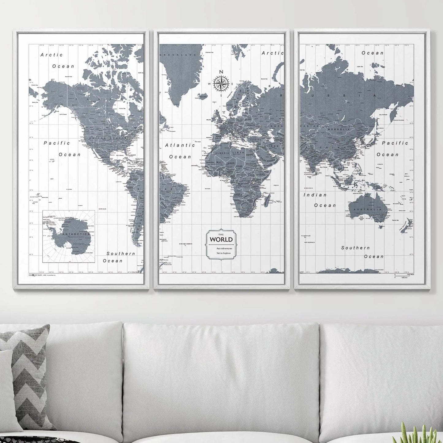 Push Pin World Map: Dark Gray (Pins Included)