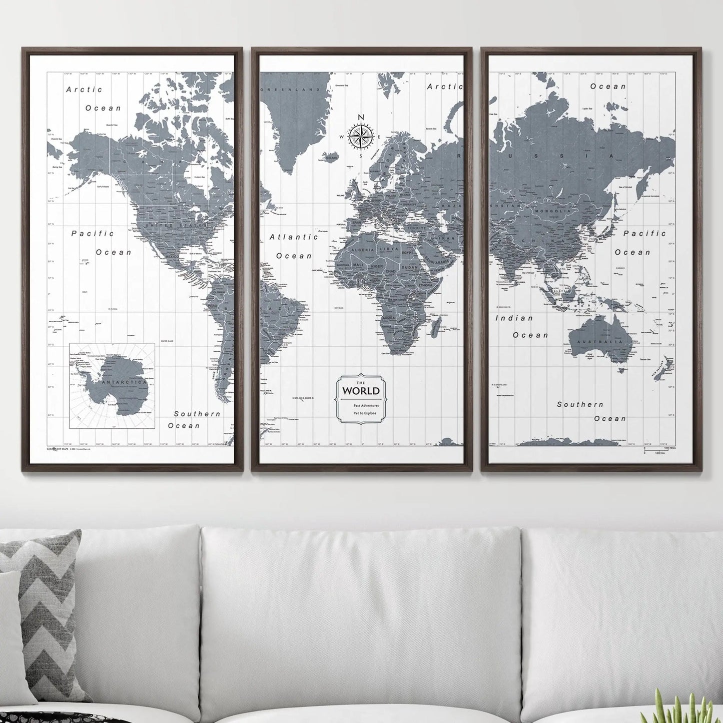 Push Pin World Map: Dark Gray (Pins Included)