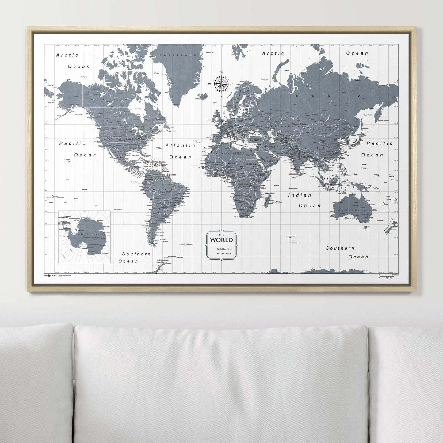 Push Pin World Map: Dark Gray (Pins Included)