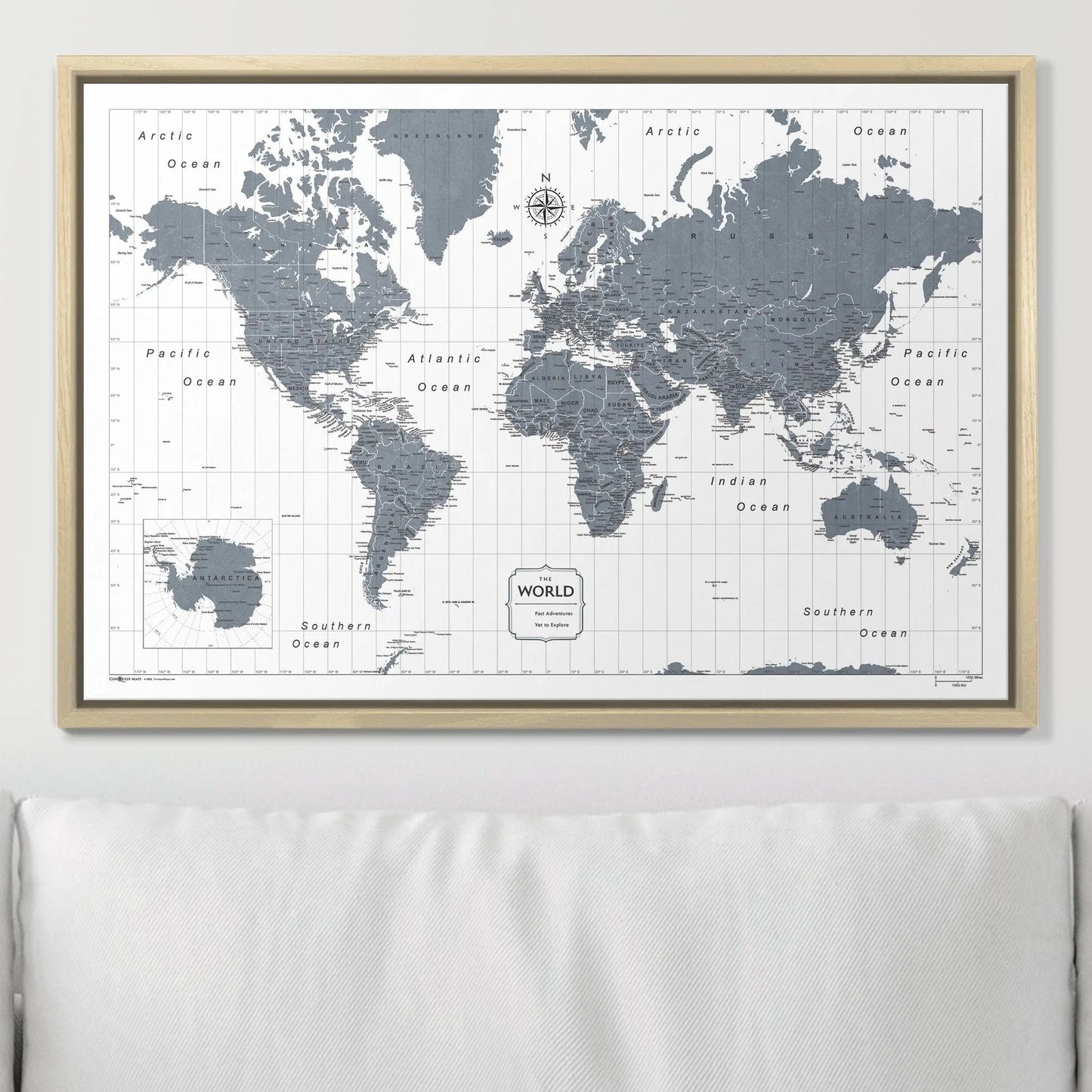 Push Pin World Map: Dark Gray (Pins Included)