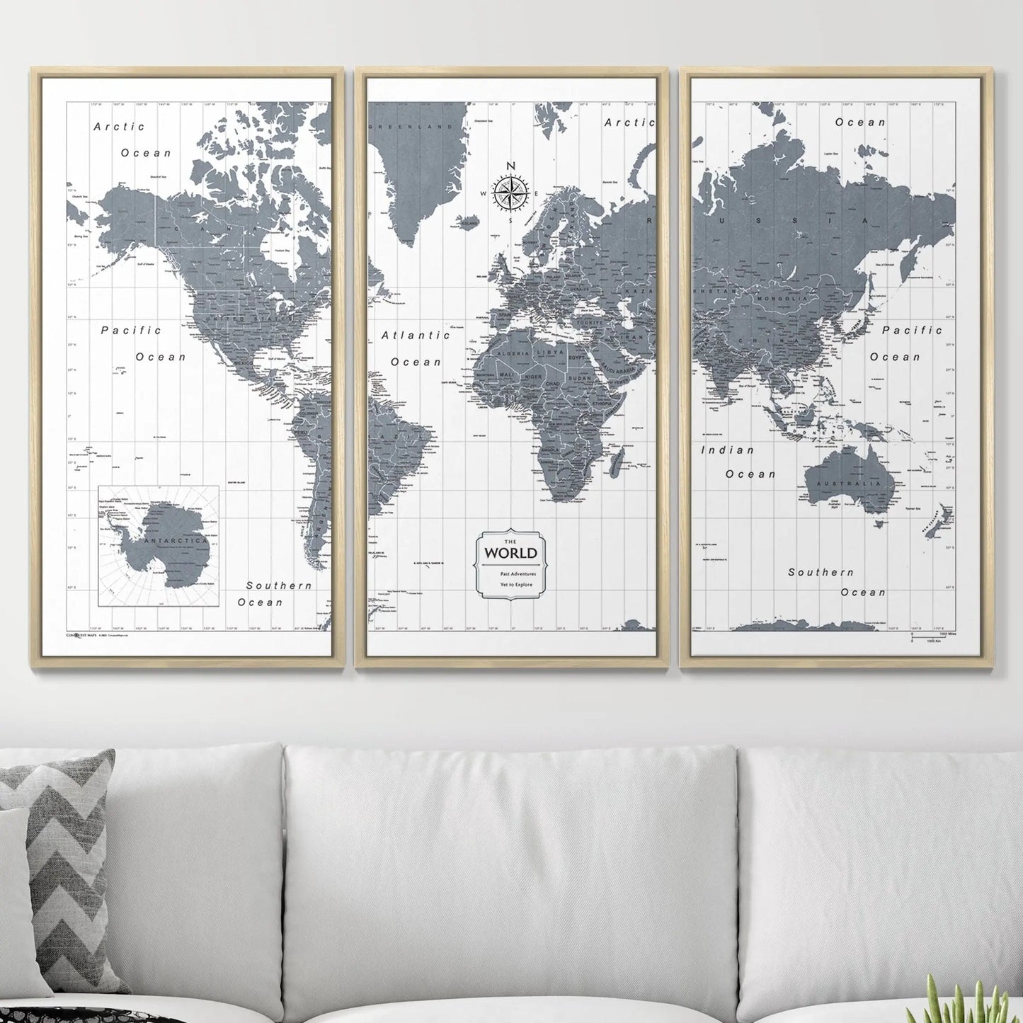 Push Pin World Map: Dark Gray (Pins Included)