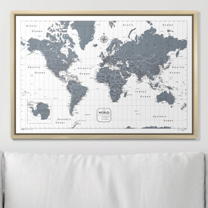 Push Pin World Map: Dark Gray (Pins Included)