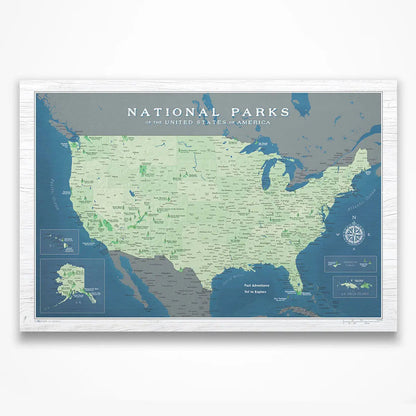 Push Pin National Parks Map: Natural Earth (Pins Included)