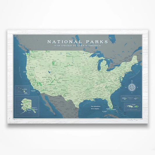 Push Pin National Parks Map: Natural Earth (Pins Included)