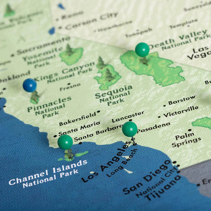 Push Pin National Parks Map: Natural Earth (Pins Included)