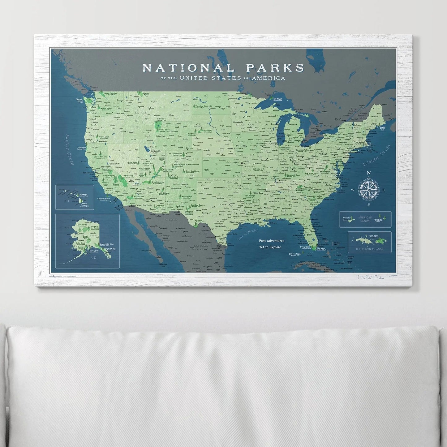 Push Pin National Parks Map: Natural Earth (Pins Included)