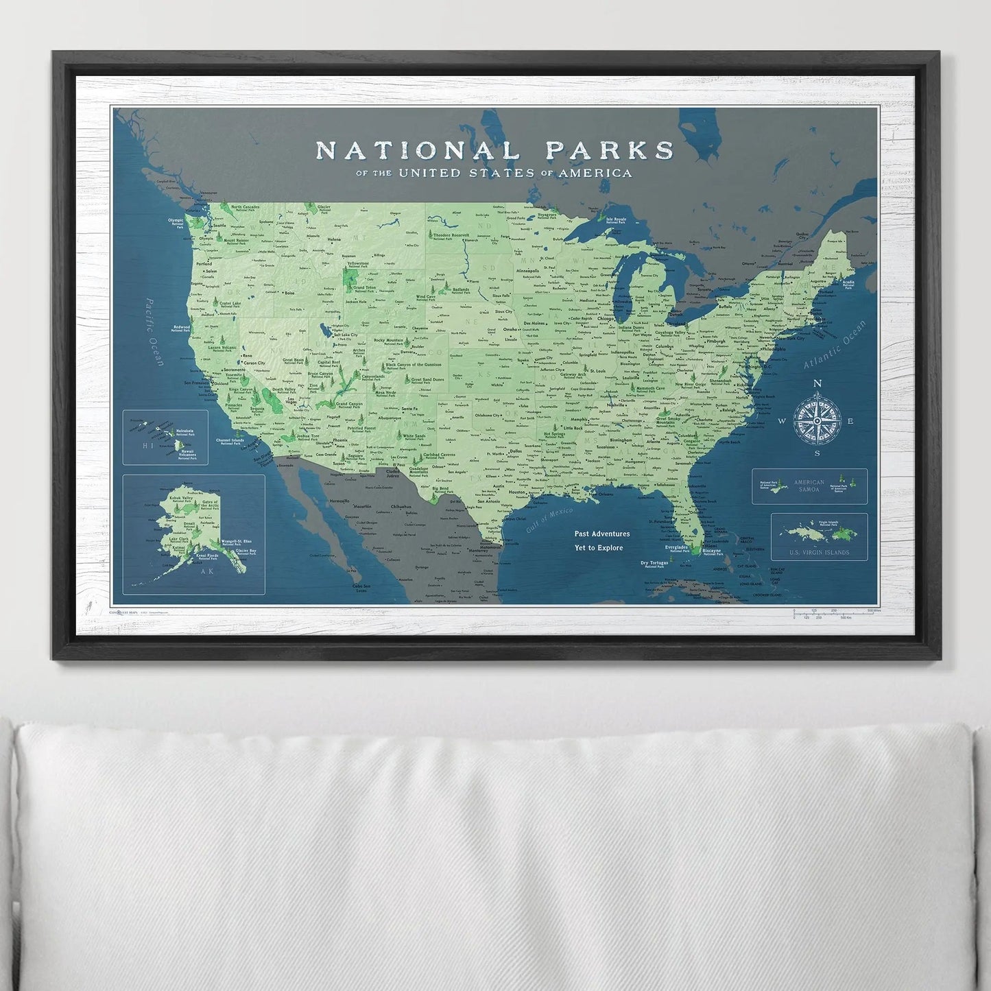 Push Pin National Parks Map: Natural Earth (Pins Included)