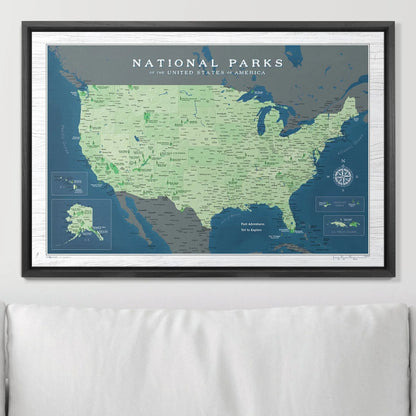 Push Pin National Parks Map: Natural Earth (Pins Included)
