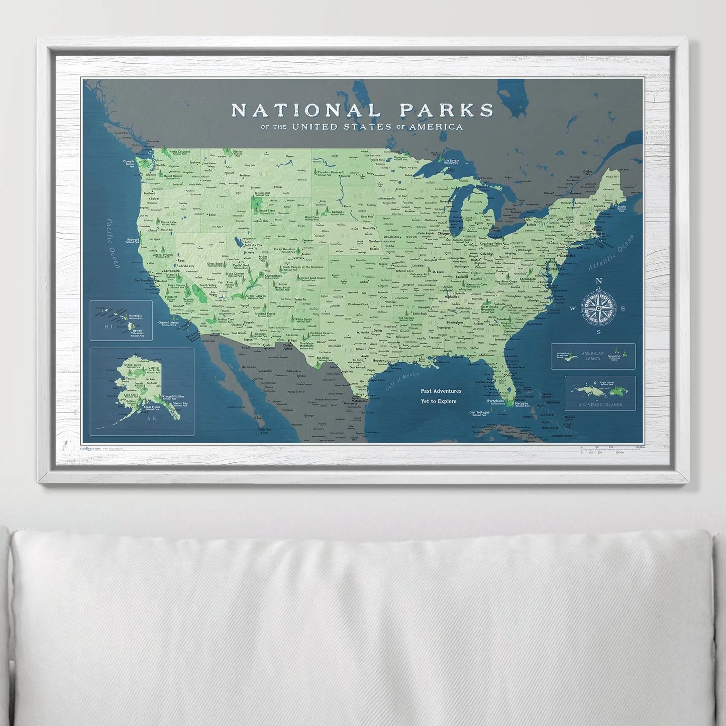 Push Pin National Parks Map: Natural Earth (Pins Included)