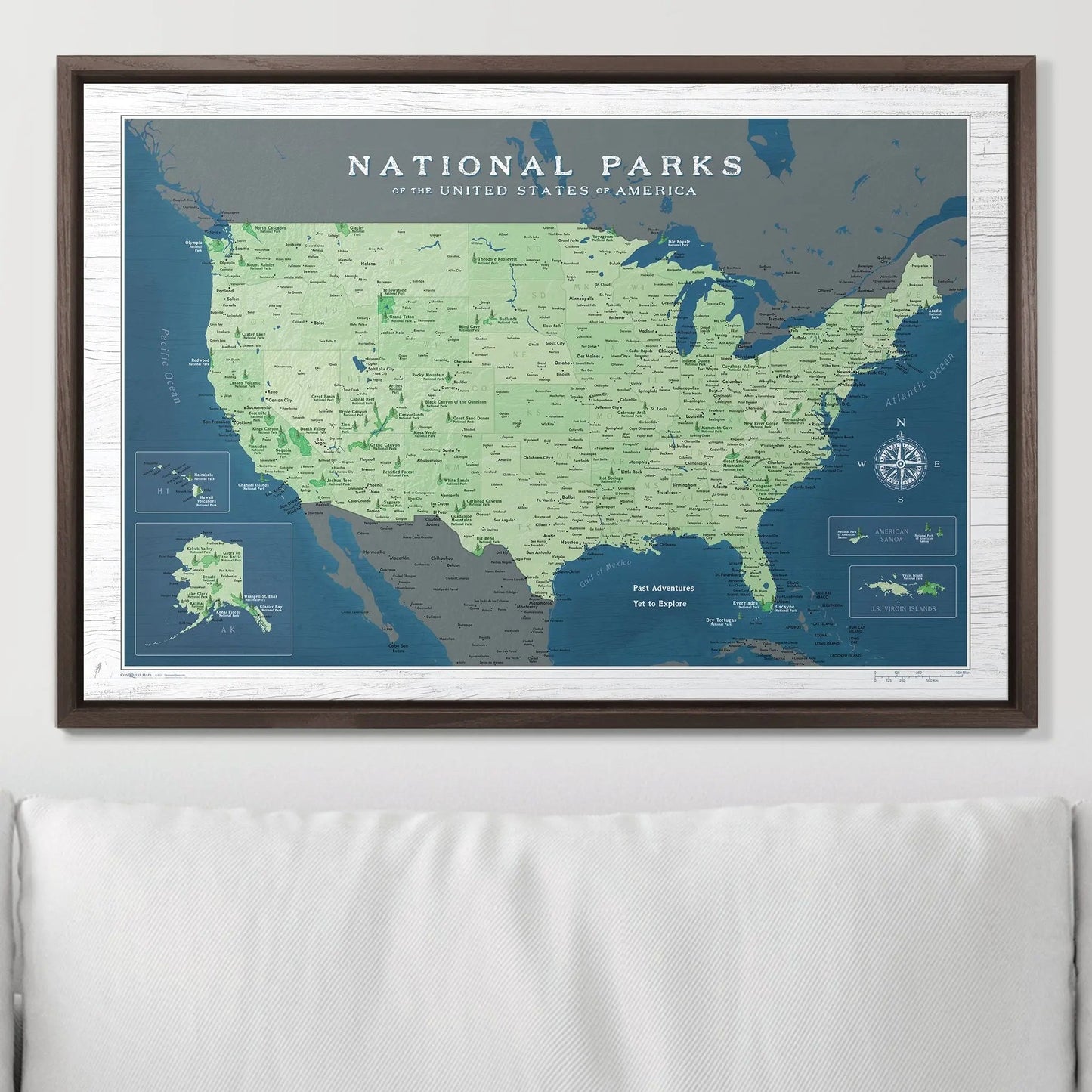 Push Pin National Parks Map: Natural Earth (Pins Included)