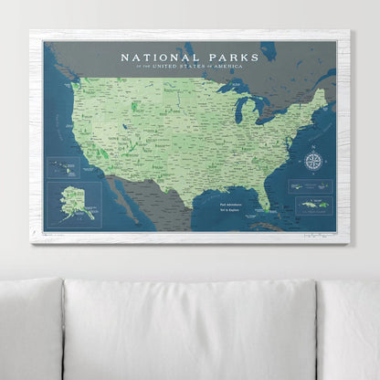 Push Pin National Parks Map: Natural Earth (Pins Included)