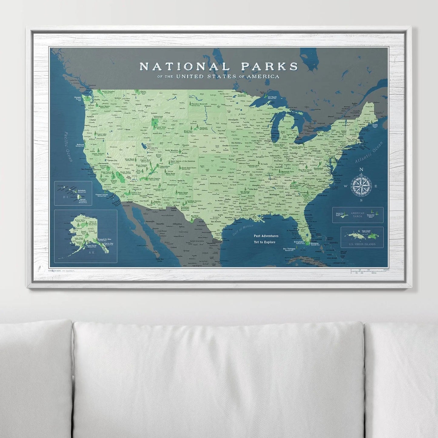 Push Pin National Parks Map: Natural Earth (Pins Included)
