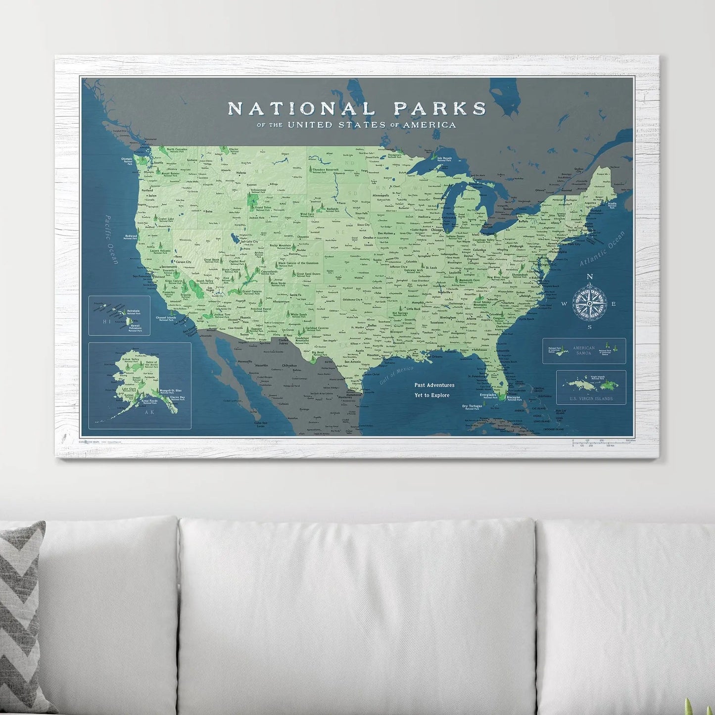 Push Pin National Parks Map: Natural Earth (Pins Included)