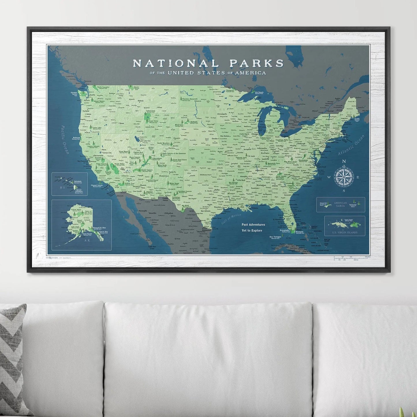 Push Pin National Parks Map: Natural Earth (Pins Included)