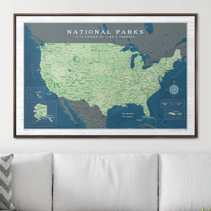 Push Pin National Parks Map: Natural Earth (Pins Included)