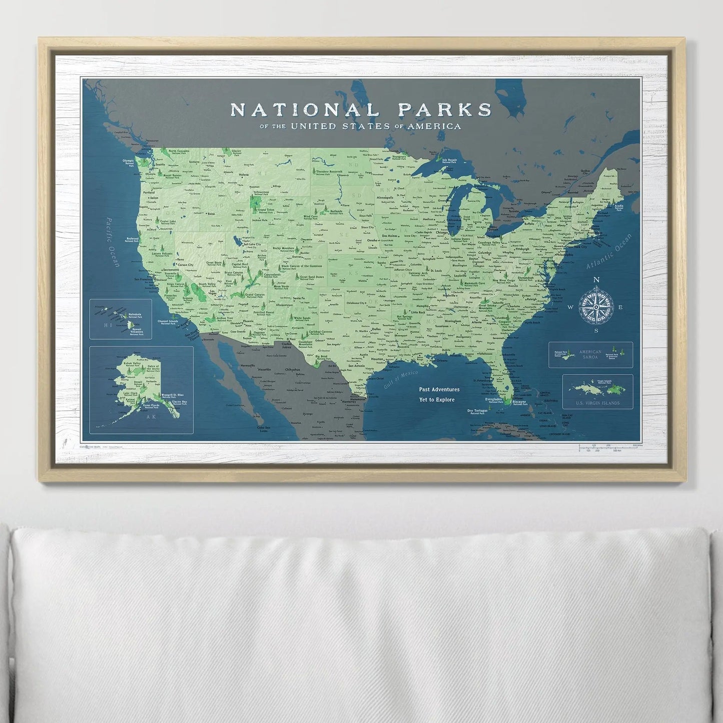 Push Pin National Parks Map: Natural Earth (Pins Included)