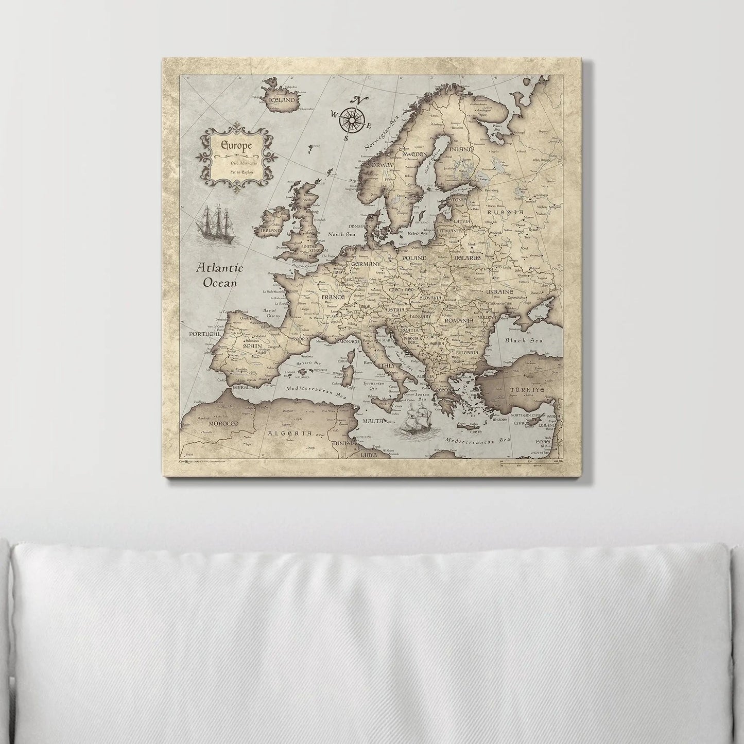 Push Pin Europe Map: Rustic Vintage (Pins Included)