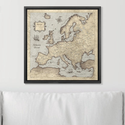 Push Pin Europe Map: Rustic Vintage (Pins Included)