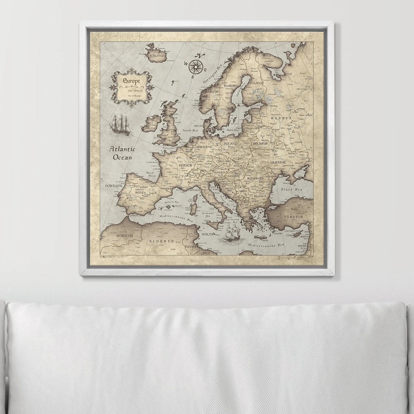 Push Pin Europe Map: Rustic Vintage (Pins Included)