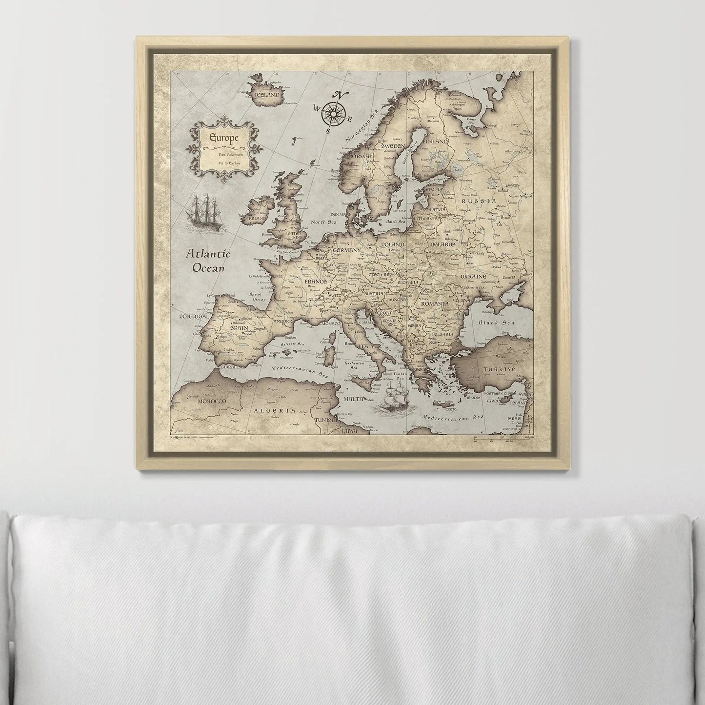Push Pin Europe Map: Rustic Vintage (Pins Included)