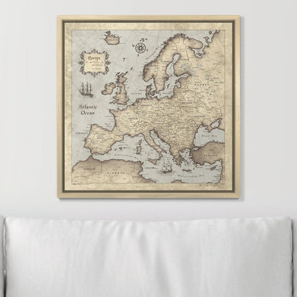 Push Pin Europe Map: Rustic Vintage (Pins Included)