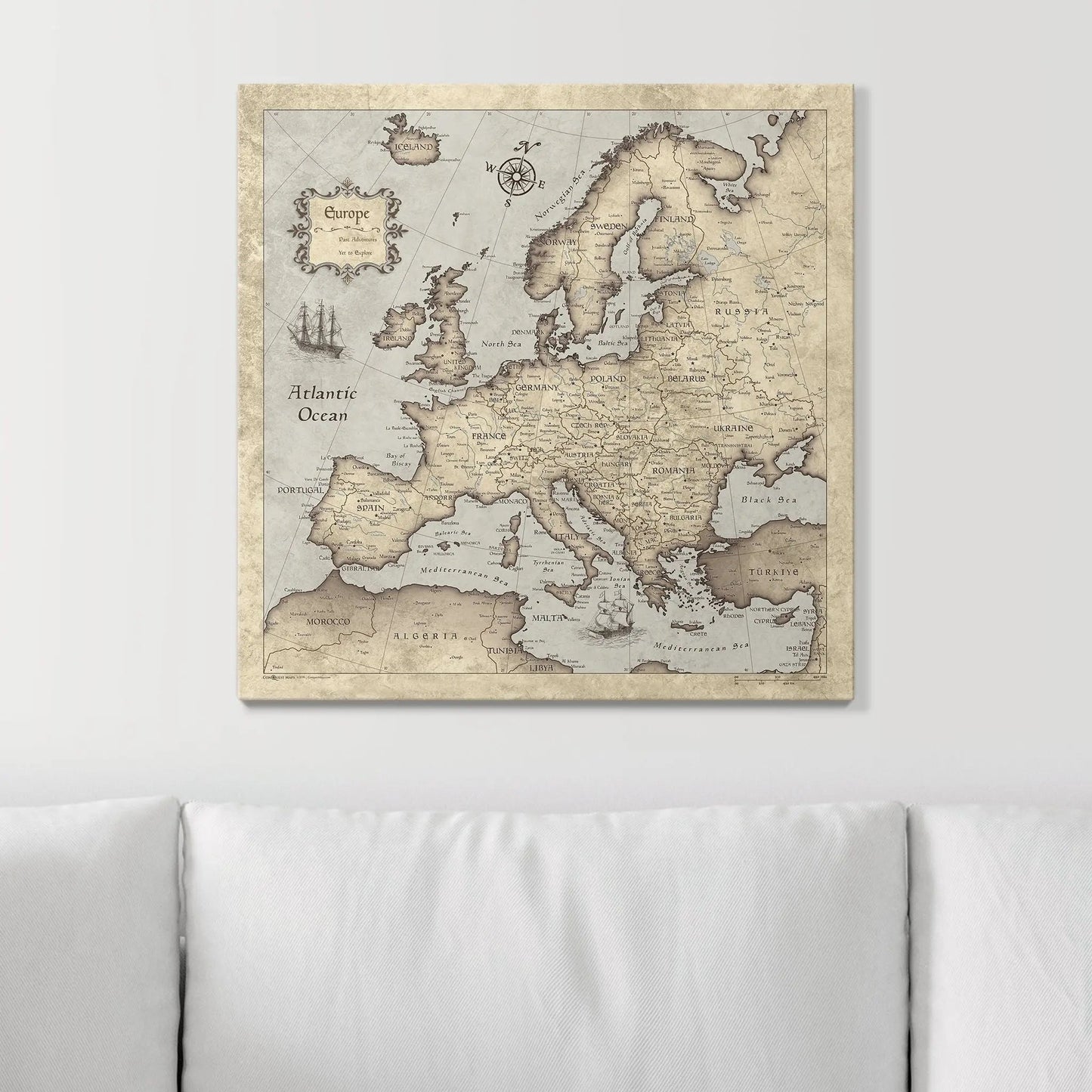 Push Pin Europe Map: Rustic Vintage (Pins Included)