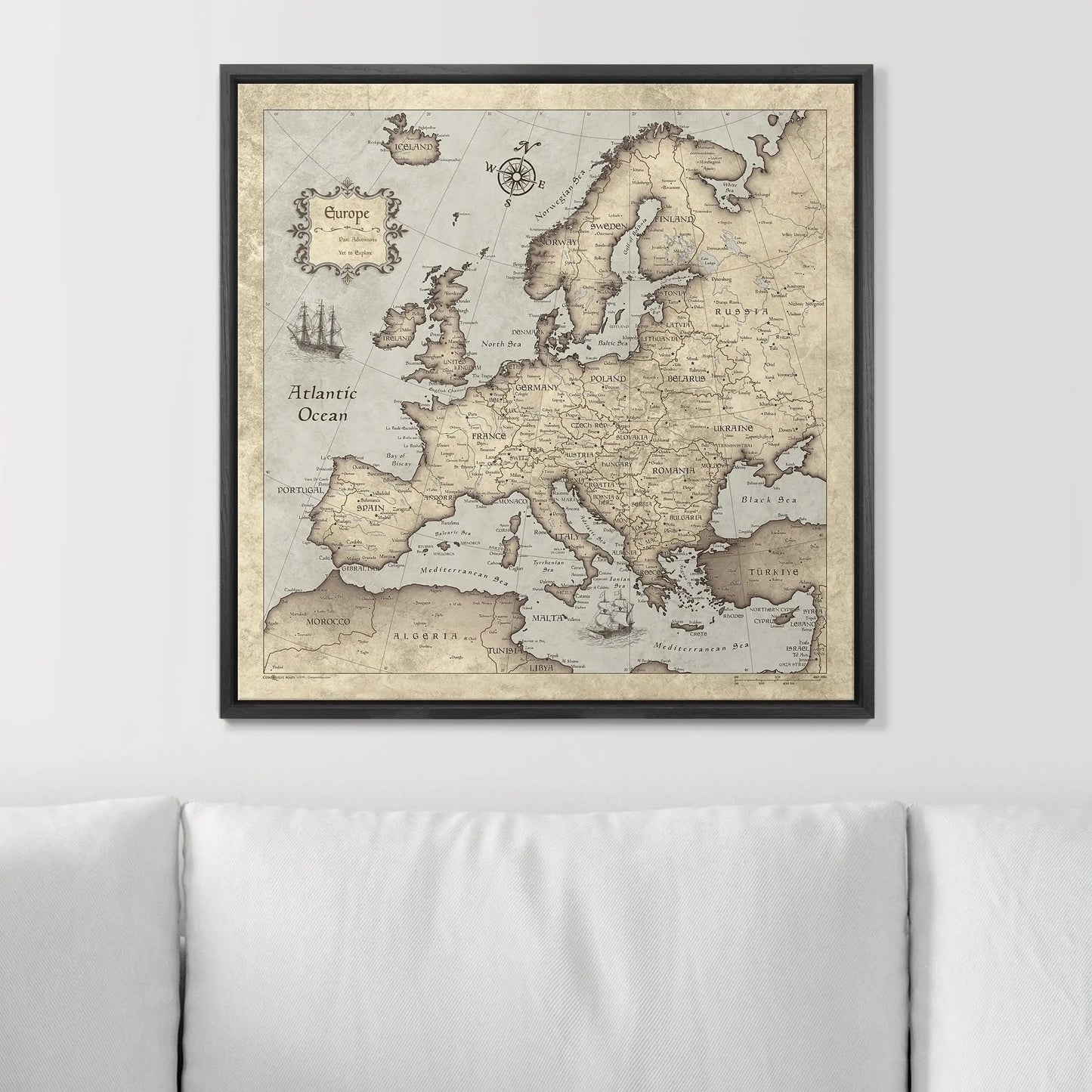 Push Pin Europe Map: Rustic Vintage (Pins Included)