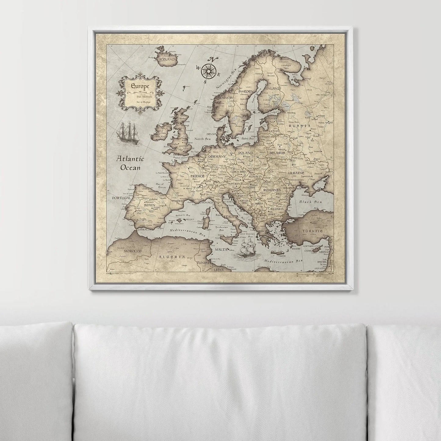 Push Pin Europe Map: Rustic Vintage (Pins Included)