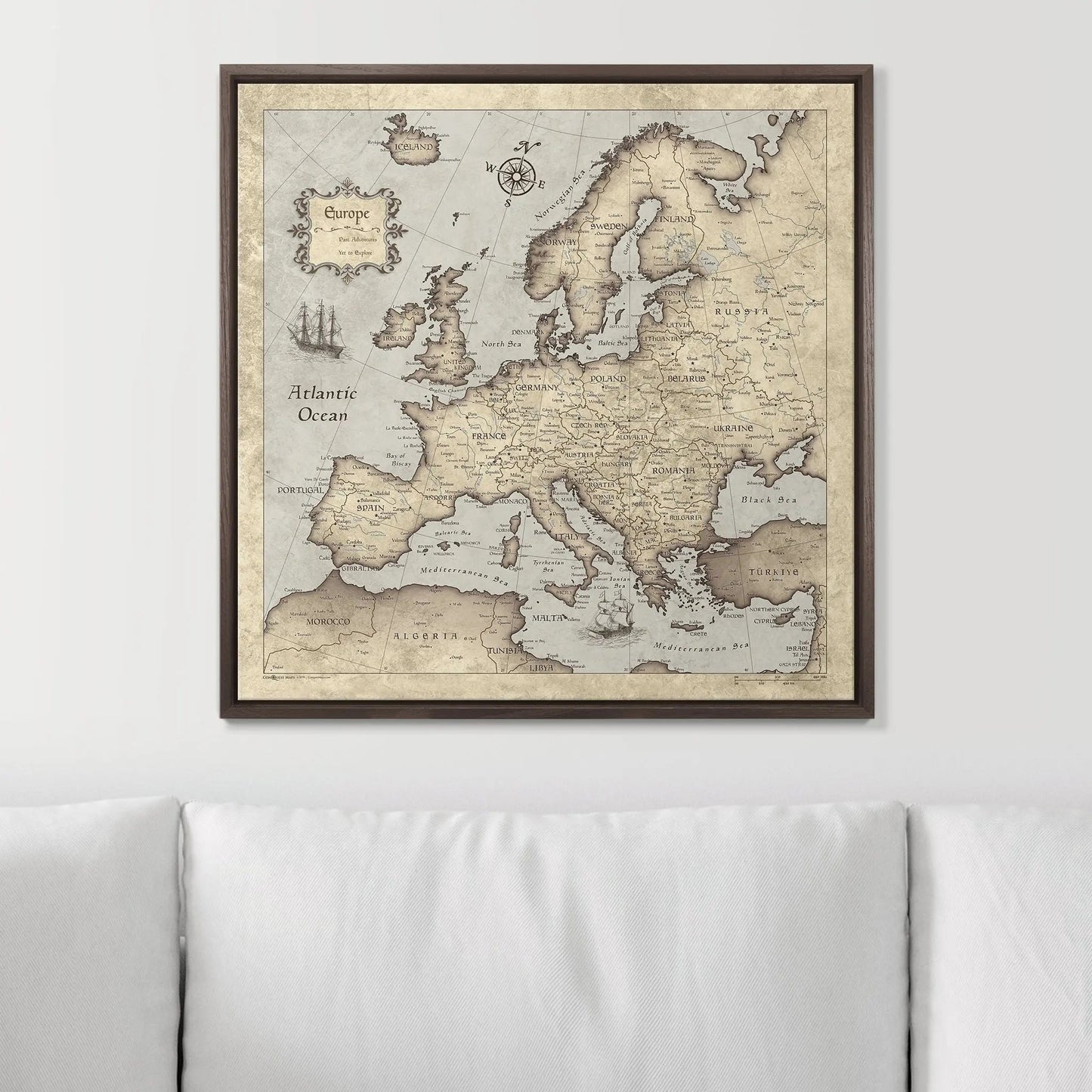 Push Pin Europe Map: Rustic Vintage (Pins Included)